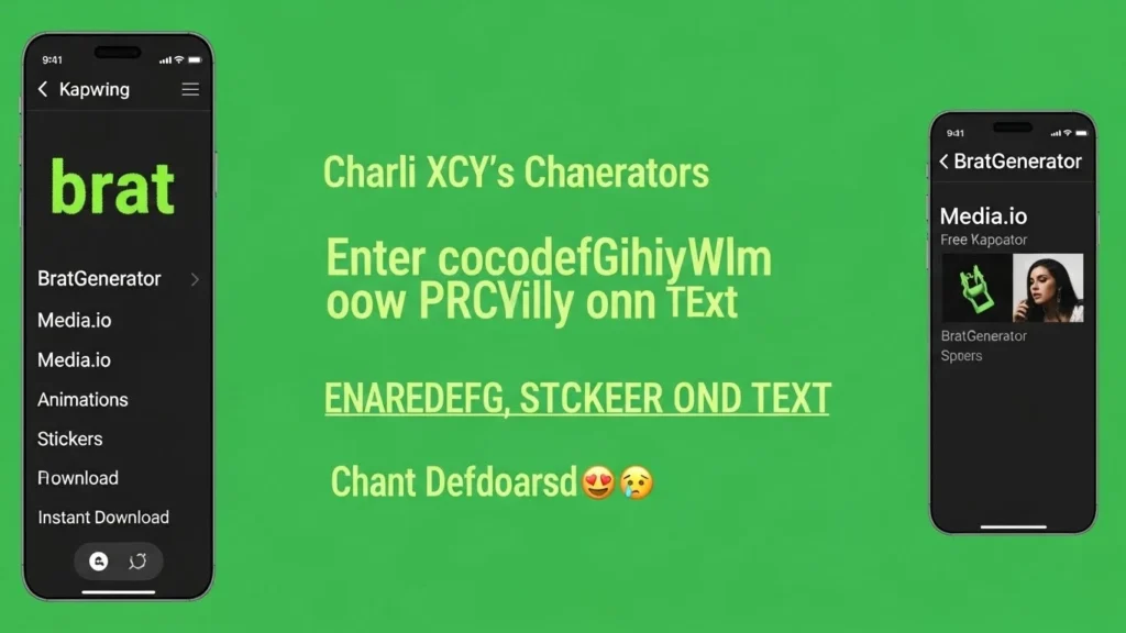 Create Charli XCX Brat-style album covers and memes online. Free brat generators with custom text, fonts, effects, and instant downloads.