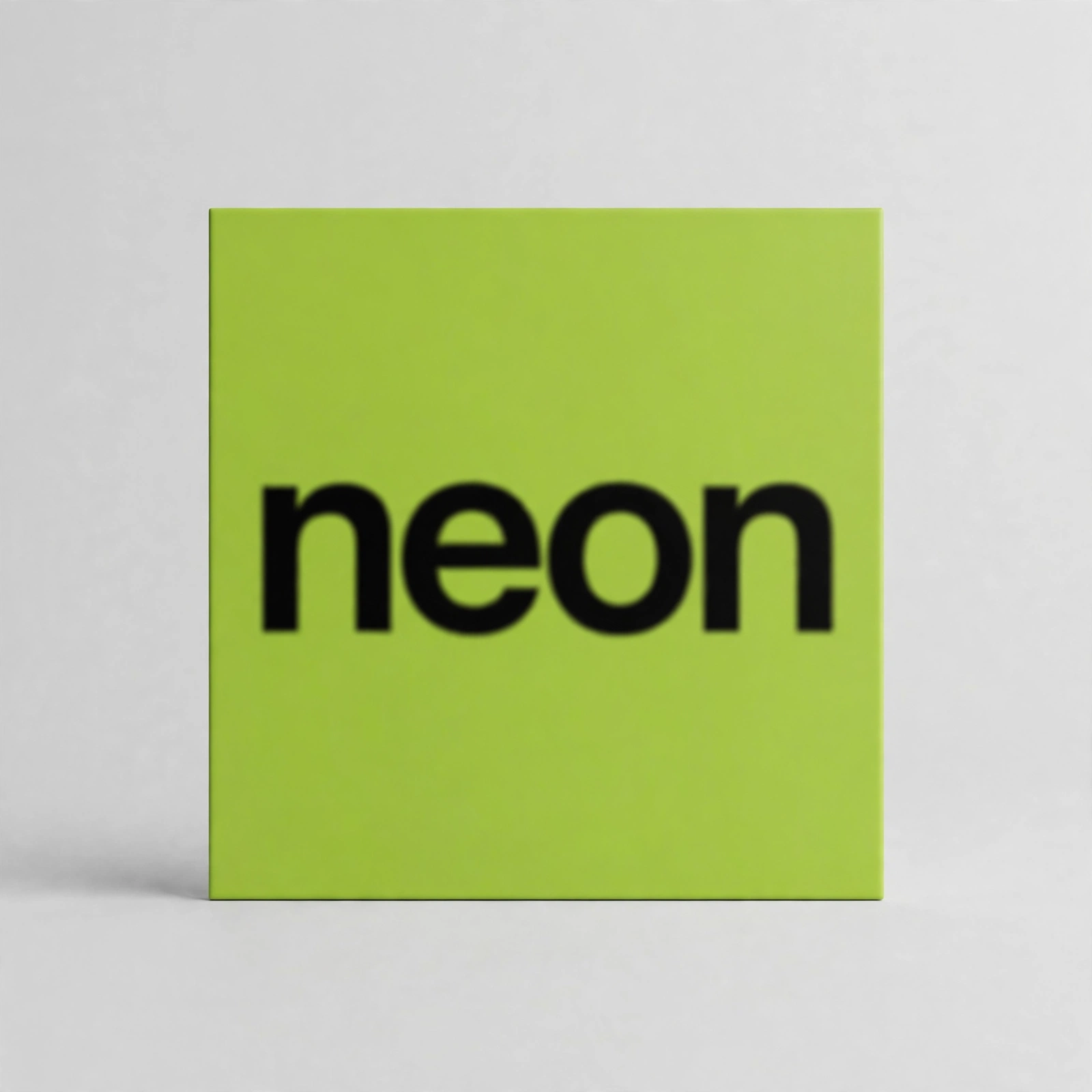 Lime-green square logo tile reading 'neon' in bold black lowercase text on a light grey background