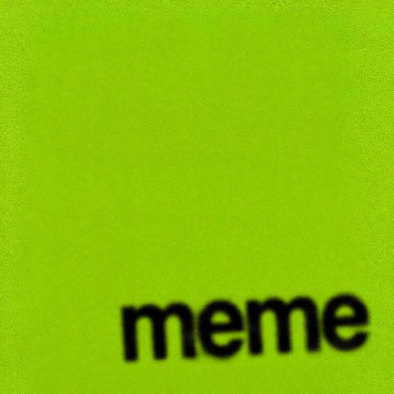 Lime green square with blurry black lowercase text reading meme in the brat album aesthetic